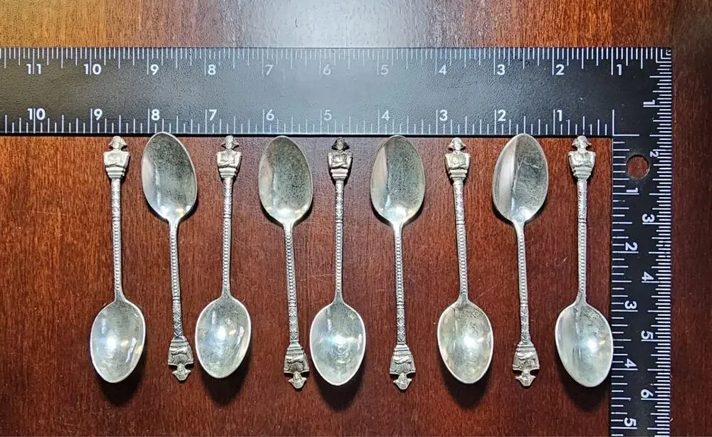 Vintage Silver Plated Soldier Spoon Lot (9) - France